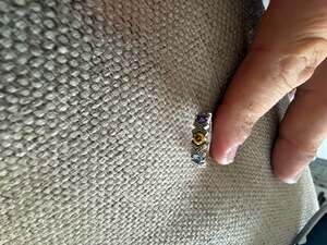 Vintage Sterling 925 XOXO Design Ring with Amethyst, Citrine, and Blue Topaz